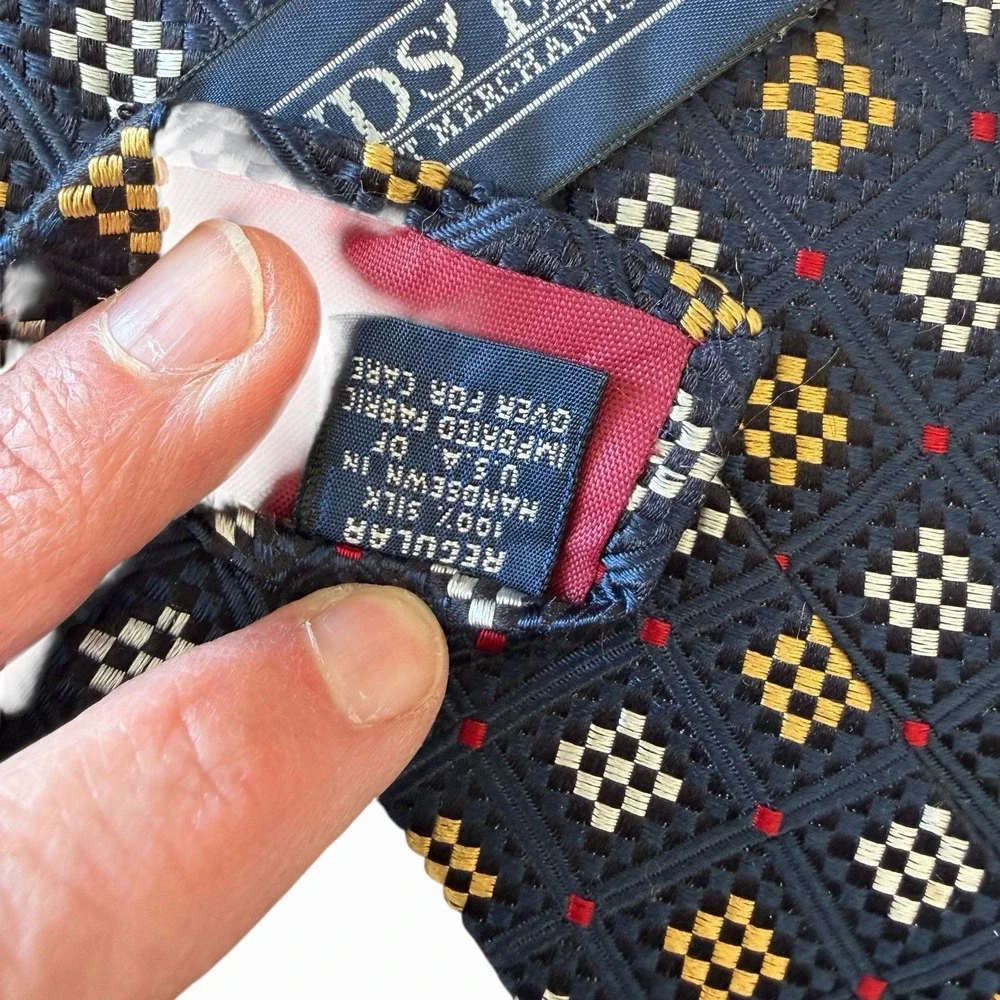 LANDS' END MEN'S TIE BLUE/GEOMETRIC WIDTH:‎ 3.75